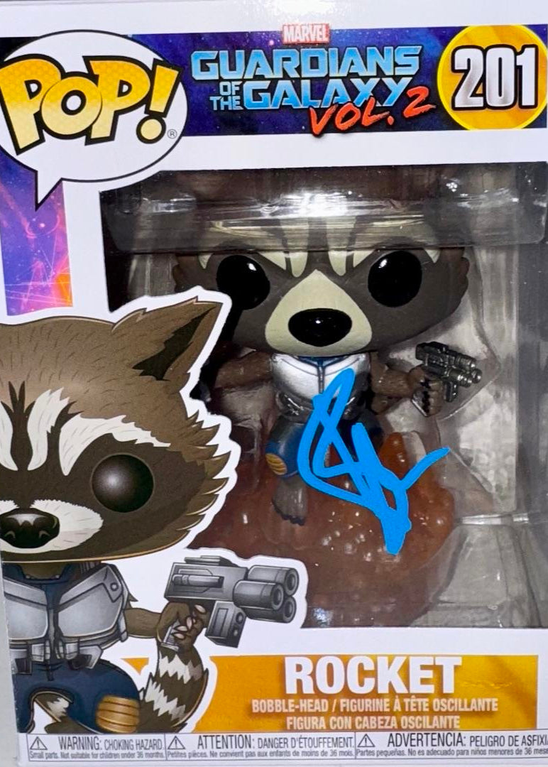 Bradley Cooper Signed Funko Pop #201 "Rocket Raccoon" GOTG - Beckett COA #01
